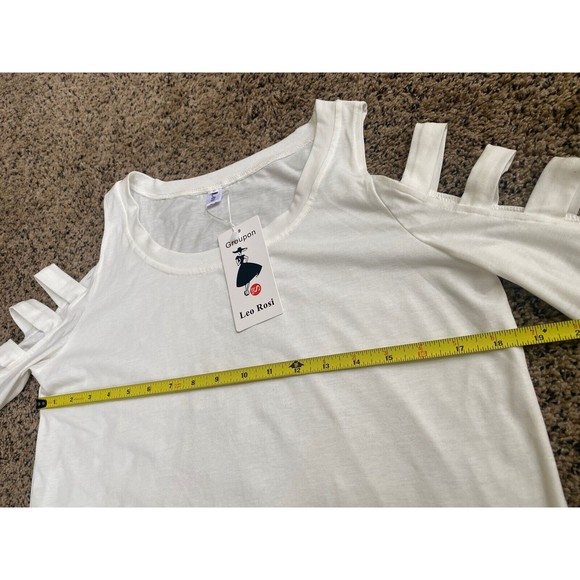 *NEW W/TAG* Leo Rosi long sleeve cold shoulder slit top size S - Picture 6 of 8